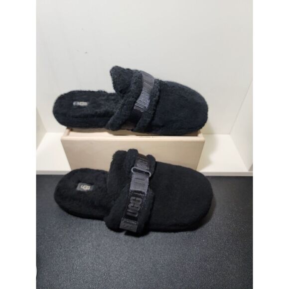 Ugg Australia Black Fluff It Slides Men's Size 12 - Picture 3 of 9